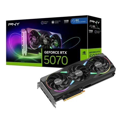 GPU PNY Overclocked Epic-X RTX 5070 - 12GB GDDR7, ARGB, DLSS4, RayTracing, Reflex, RGB