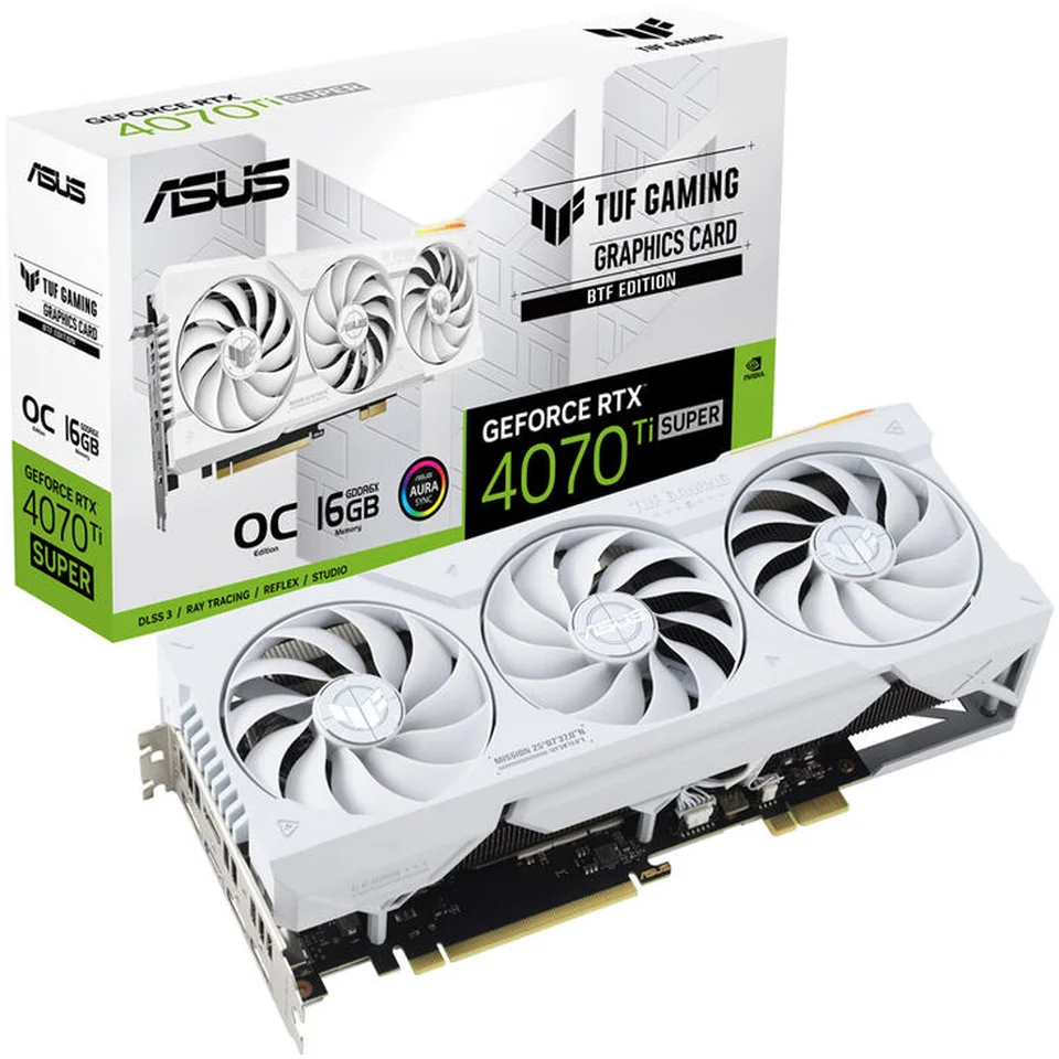 GPU ASUS TUF GeForce RTX 4070 Ti SUPER White BTF - 16GB GDDR6X, DLSS 3, RayTracing, Reflex